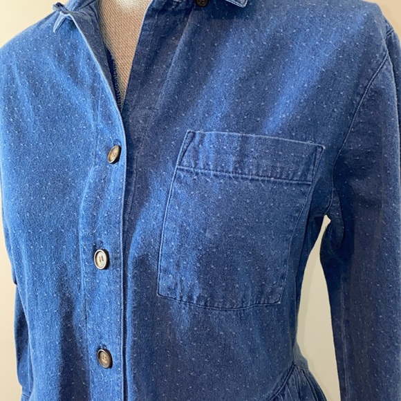 Vintage Eddie Bauer Button Front Polka Dot Denim Midi Dress Size Small - Picture 10 of 15